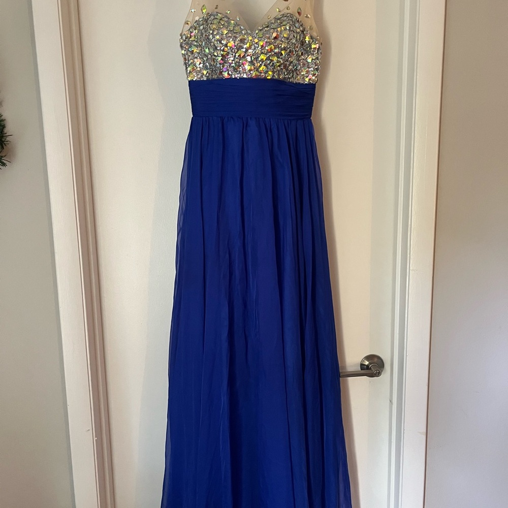 Amazon Blue Sequin Prom Dress